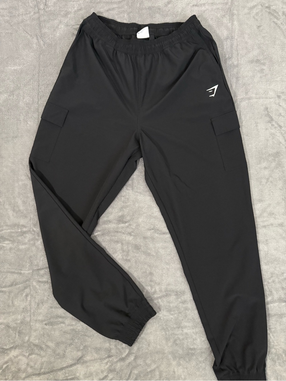 Gymshark Black Cargo Joggers Elastic Waist Drawstring Pants Size M